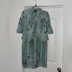 ADRIANNA 100% SILK FLORAL BEADED DRESS SUIT SZ 6